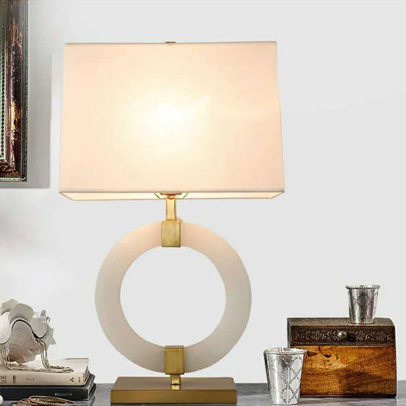 TYLA Modern Marble Table Lamp LED Creative Fashion White Simple Desk Light for Decor Home Living Room Bedroom Study