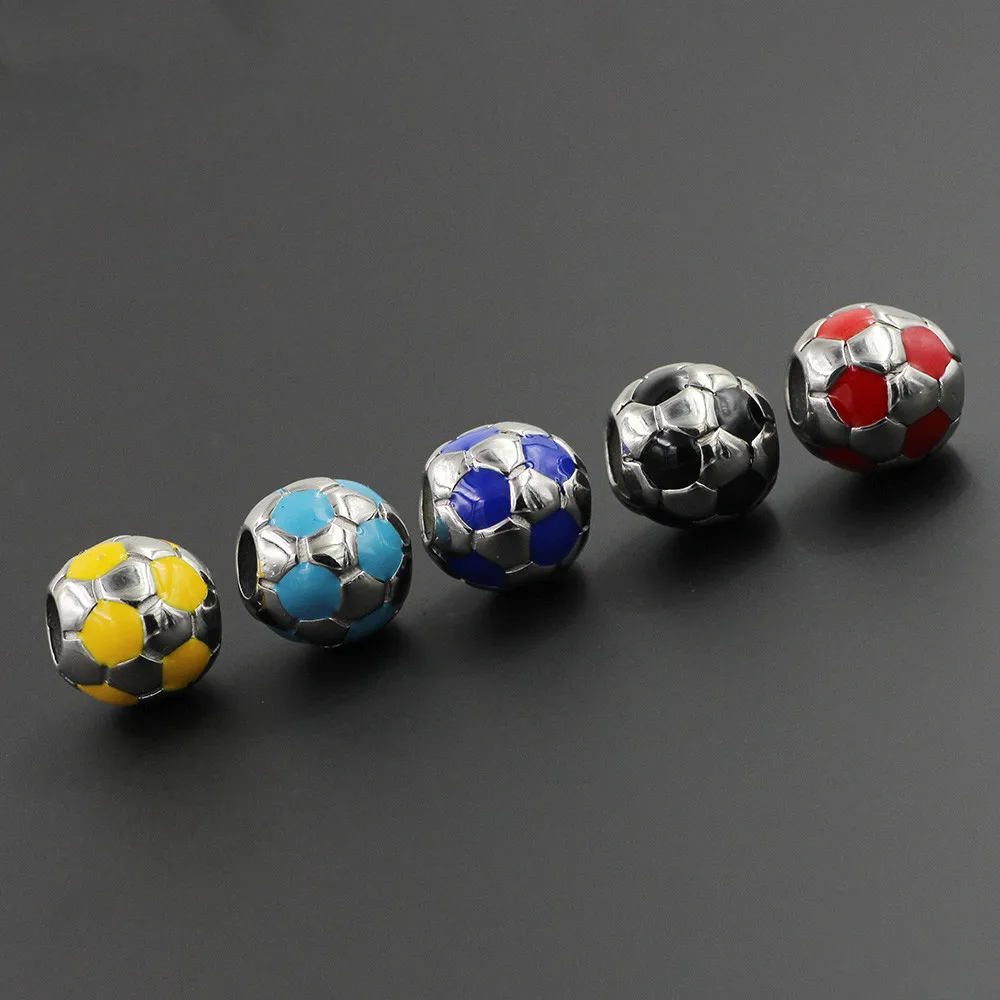 2PCS Stainless Steel Sport Basketball Football Volleyball Bead Charm Fit Original Charm Bracelet Necklace DIY Jewelry Making