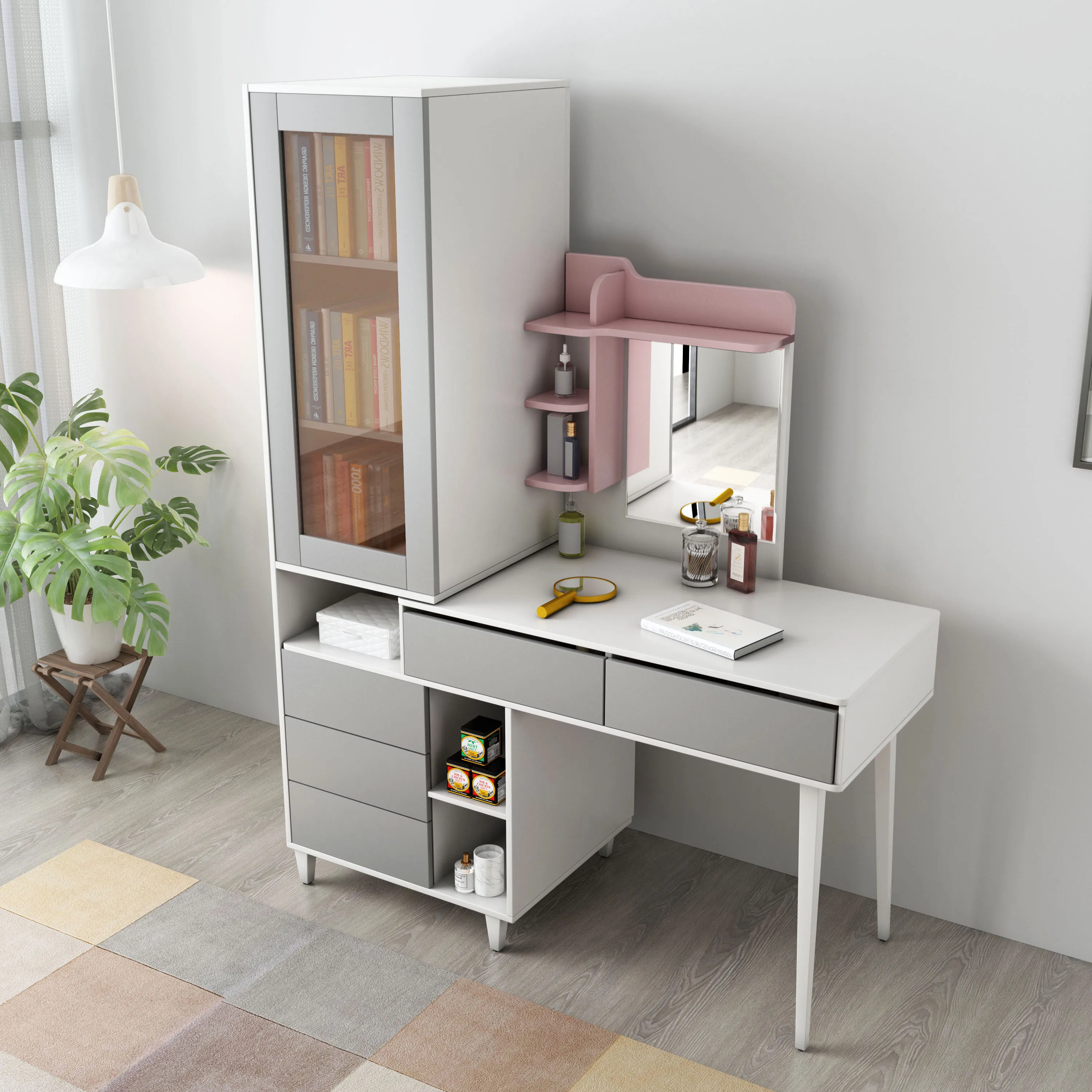 Kids Storage Makeup Vanity Mirror Dresser Tablepromote sales