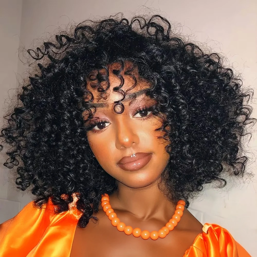 짧은 밥 가발 인모 13x6 HD 레이스 프론탈 가발 딥 웨이브 기성품 곱슬 가발 7x5 글루리스 가발 레이스 프론트 인모 가발