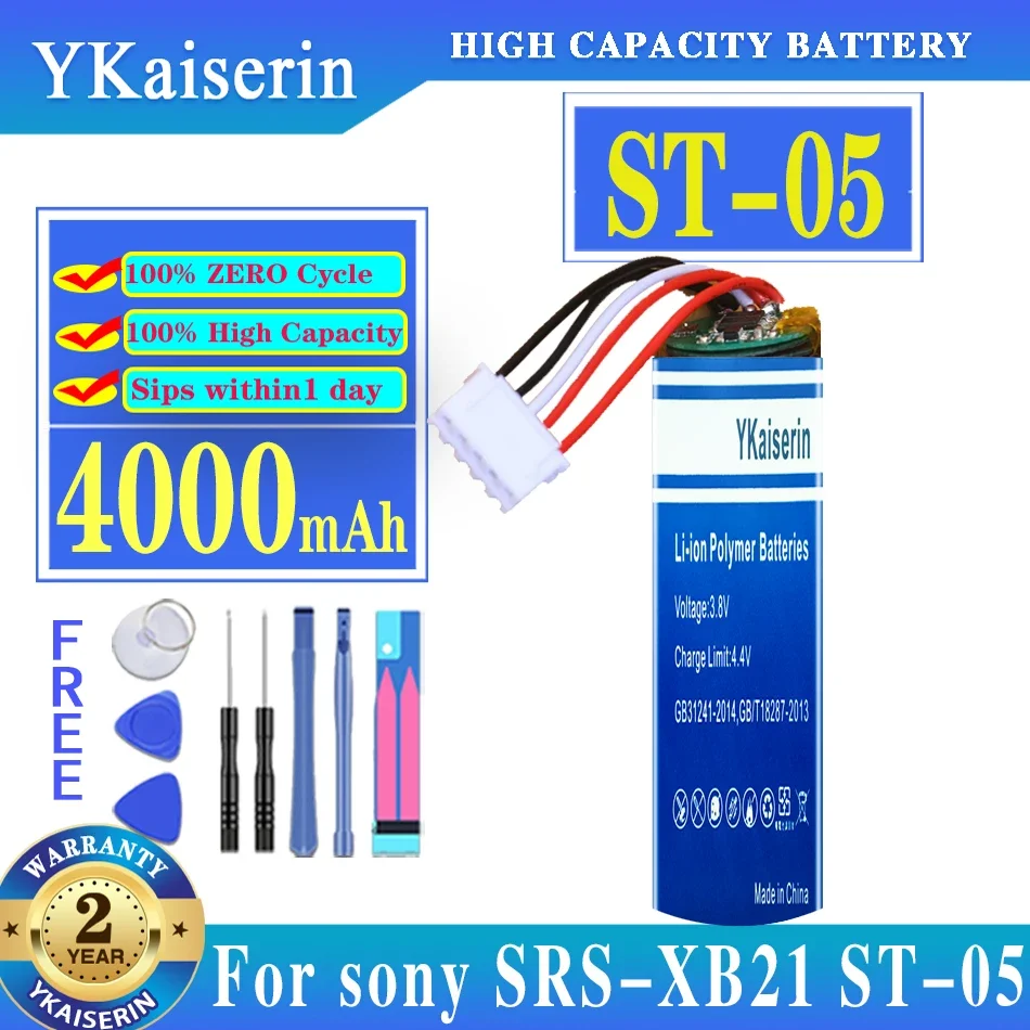 

New YKaiserin ST-05 Battery 4000mAh for Sony SRS-XB21 ST-05 ST-05S Bluetooth Speaker Li-ion Bateria