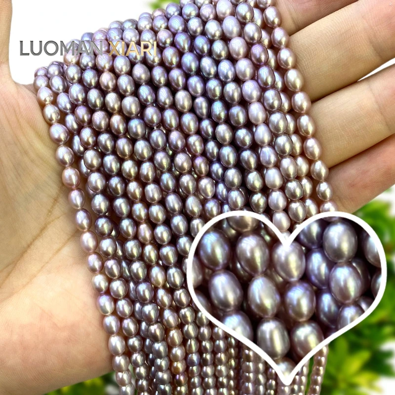 Lila Reisförmige Natürliche Süßwasserperlen AAA 5-6MM Lose Abstandsperlen für Schmuckherstellung DIY Armband Charms Zubehör