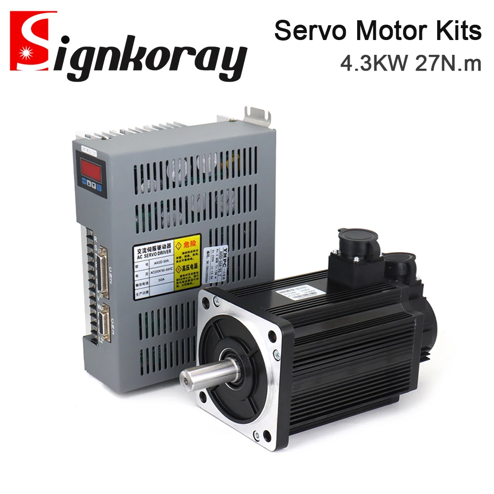 

SignkoRay 4.3KW 27N.m AC Servo Motor Driver Kits 1500RPM 220V AC Motor AASD-40A+180ST-M27015 for CNC Router