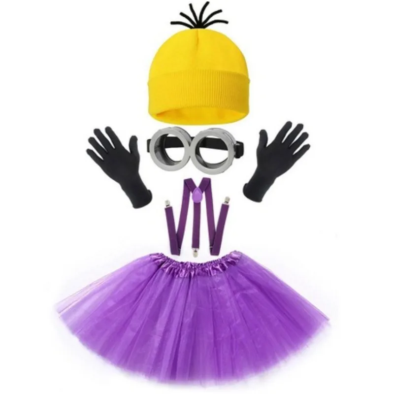 

Cartoon New Minions Cosplay Fantasy Costume Disguise Yellow Beanie Stretchy Gloves Steampunk Goggles Halloween Party Costume