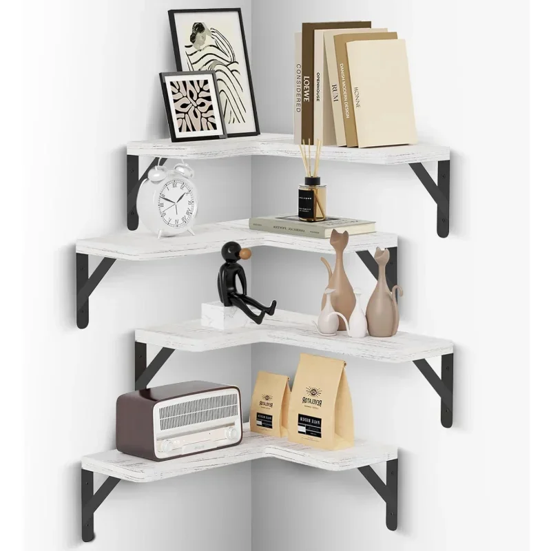 

2026New Latest Models Top Quality Rustic Paulownia Wood Floating Shelves Corner Shelf Bedroom Living Room Kitchen Storage Decor