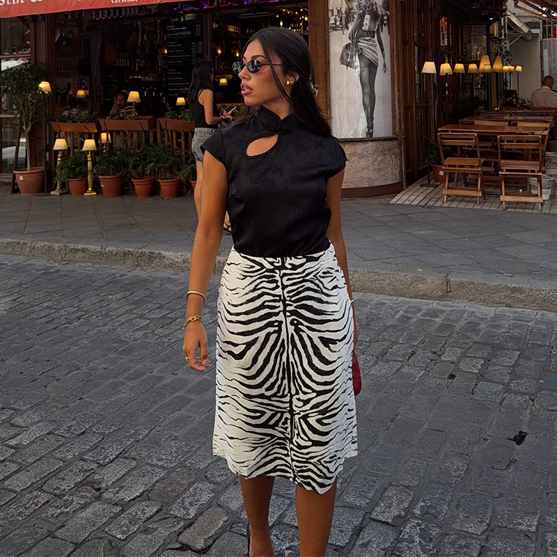 Damen-Herbstrock mit Zebra-Print, modisch, hohe Taille, schmal geschnitten, vielseitig kombinierbar, langer Rock, Damenmode 2026, schicker Winter-Look, Streetwear für Damen – Detail 7