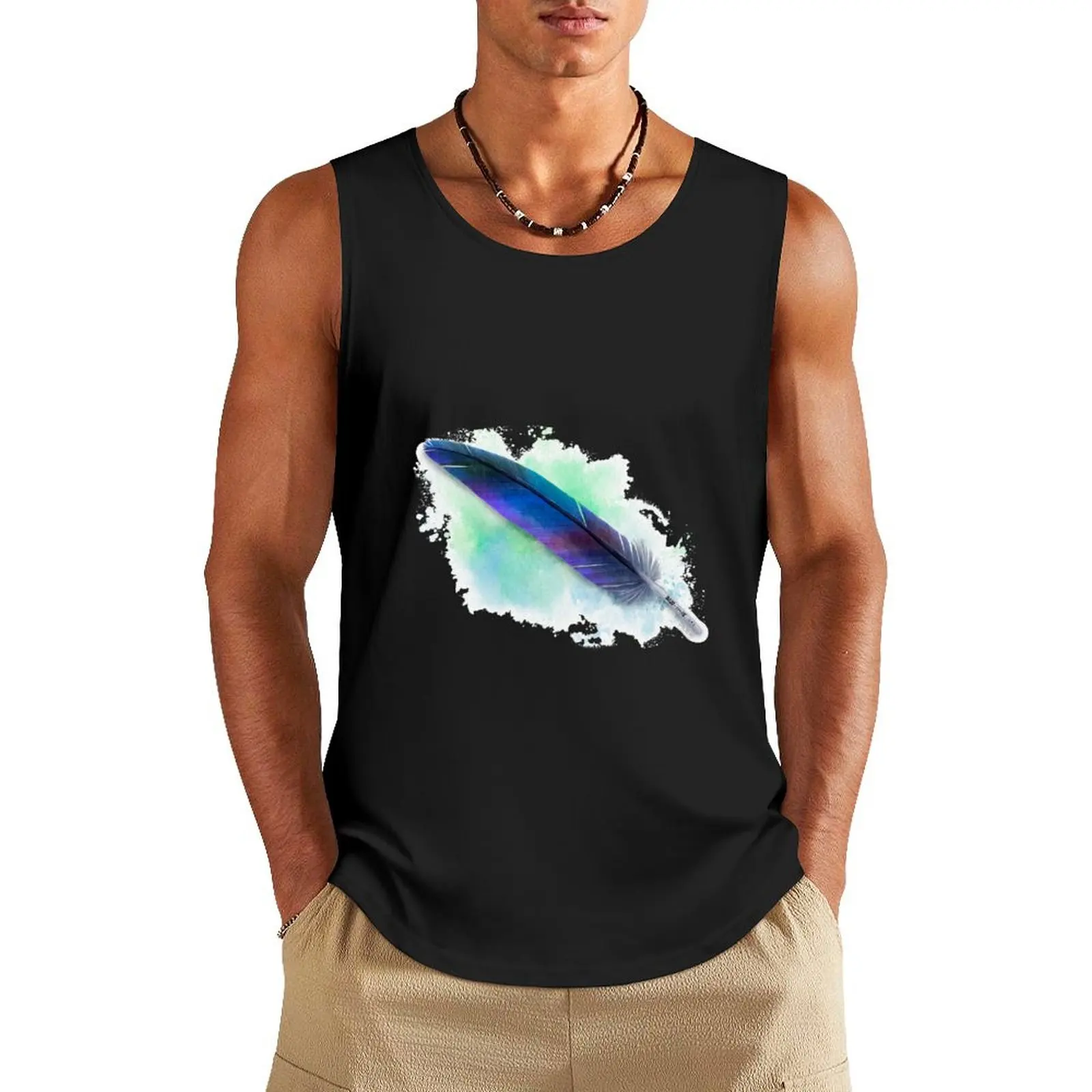 Subtle destiel art Angel Feather Tank Top summer Men's tops Vest male