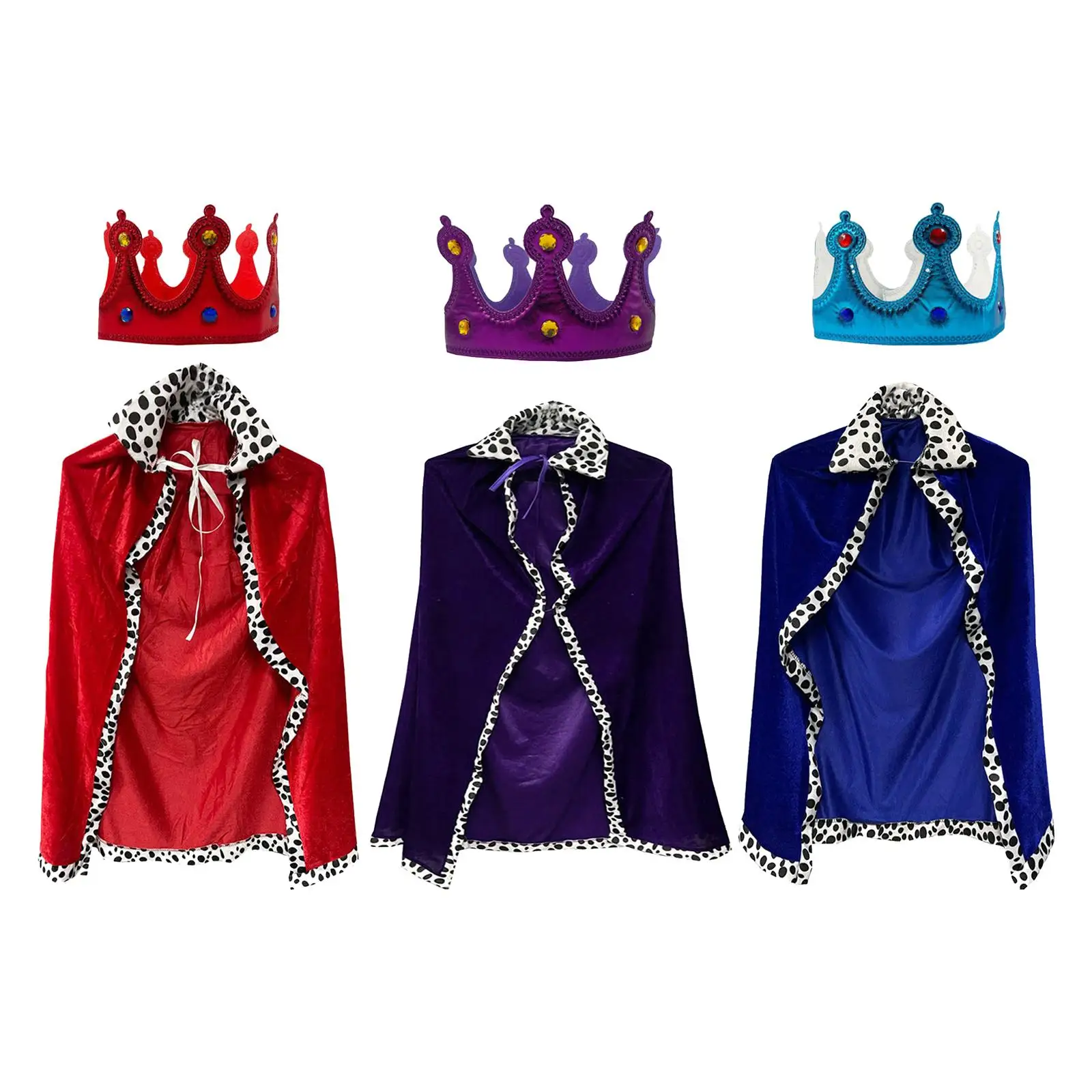 King Robe Cosplay Kids Halloween Costume Medieval Accessory with Crown Role Play for Party, Children, ,Carnival