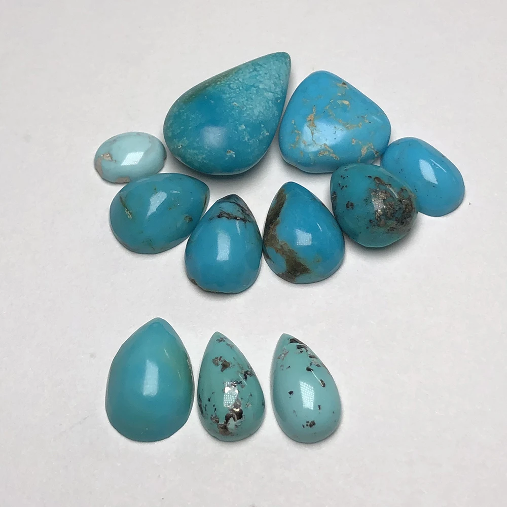 Natural plain oval teardrop shaped turquoise 0.3~2.78g bare stone pendant bracelet and other jewelry with main stone