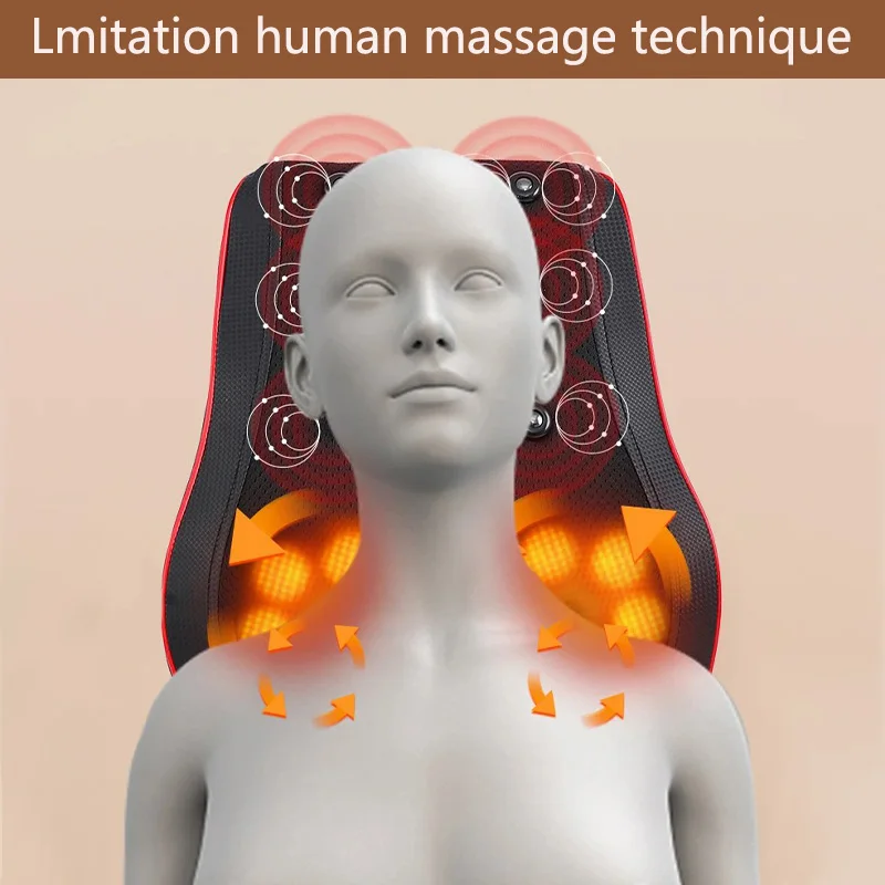 Mtzion Massage Kussen-Elektrische Vingerpersband 20 Verwarmingsmassagekop, Lumbale Wervelkolom Rollen 3d Kneden, Rugmassage Voor Ontspannen