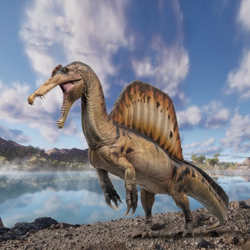 Spinosaurus Eman with Spinosaurus Skull Dinosaur Museum 1:35 Science and Art Model Handmade Toy Desktop Ornament Collection