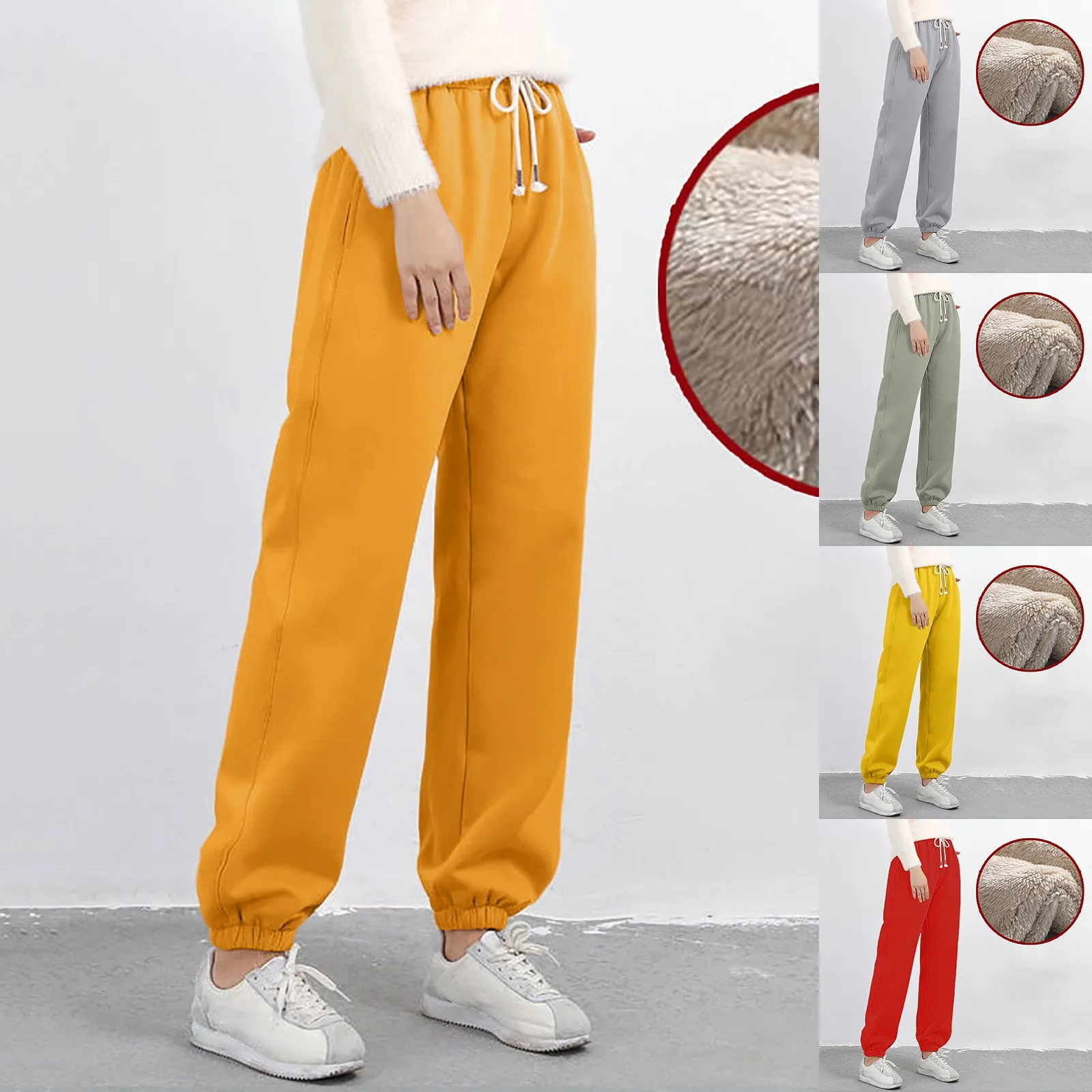 Women'S Lamb Pants Autumn Winter Plush Thickened Sweatpants Loose Wide Leg Straight Warm Business Casual Women Pantalones