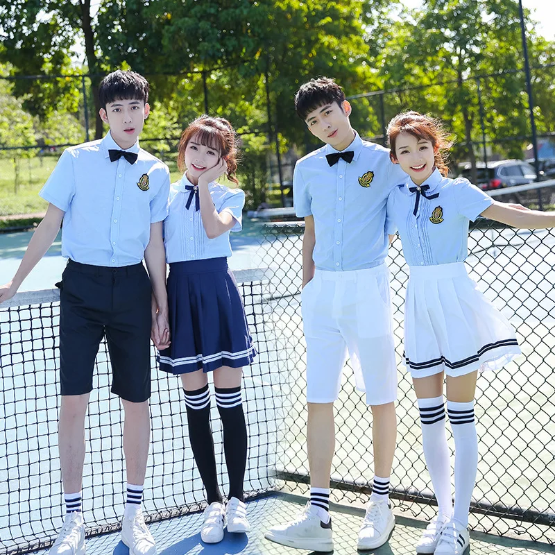 C001 New Summer School Uniform  British Academy Style School Clothes Graduation Class Couple JK Uniform Set Wholesale