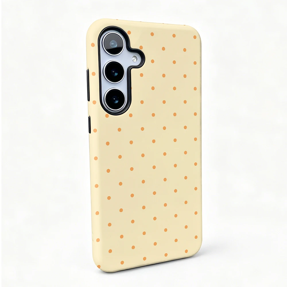Orange Polka Dot Phone Case For Samsung A57 55 12 13 14 23 34 53 54 15 16 26 36 56 17 25 33 35 37 2 IN 1 Film Shell Cover