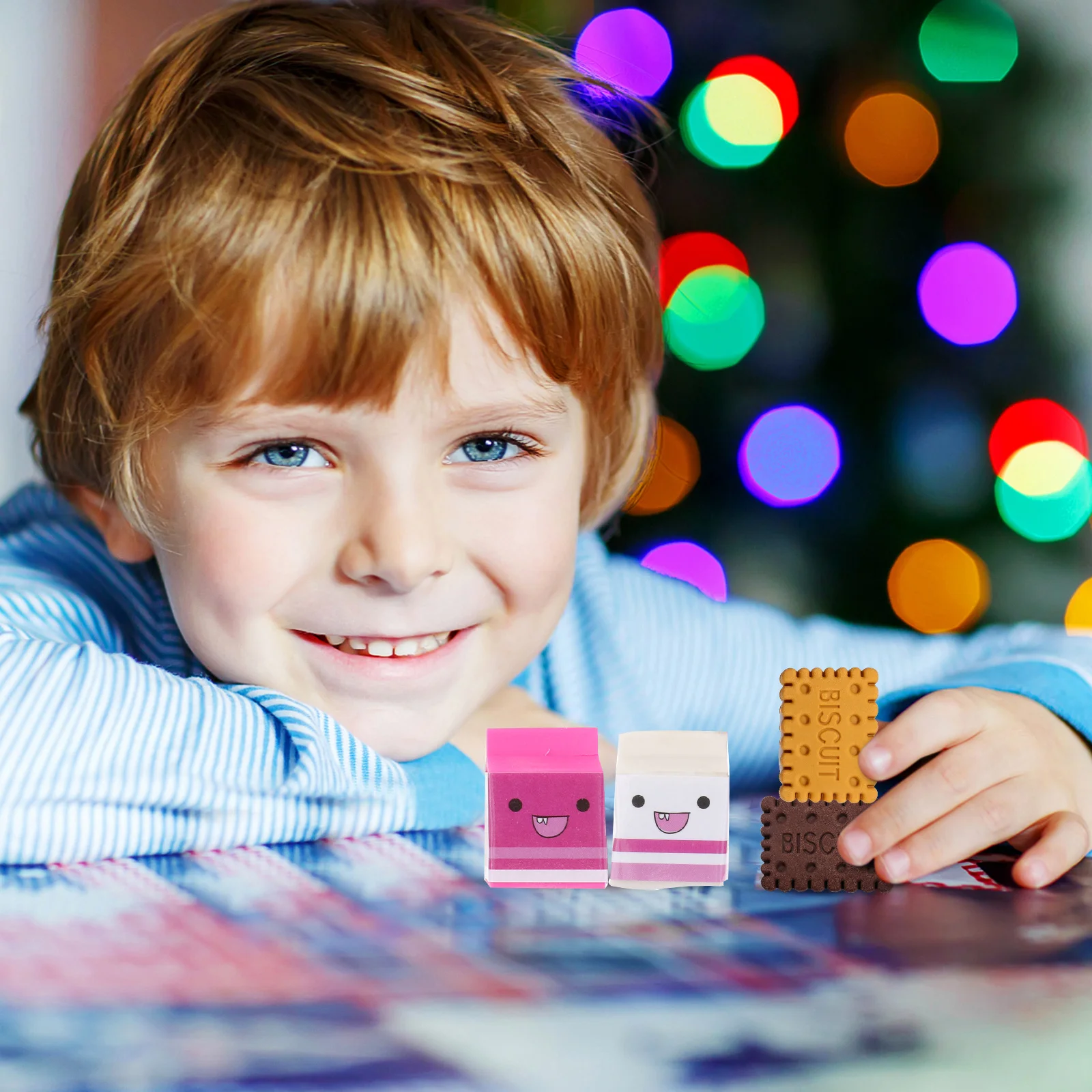 

6Pcs Milk Cookies Erasers Creative Colorful Cute Kids School Supplies Children Students Gift Eraser