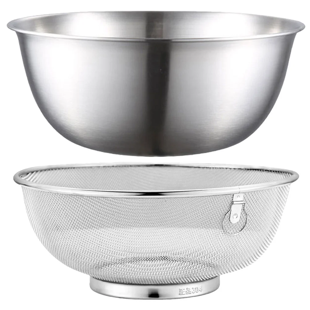 

Basket Stainless Steel Drain Kitchen Basin Rice Washing Artifact Fruit Vegetables Fine Mesh Practical Draining Colander