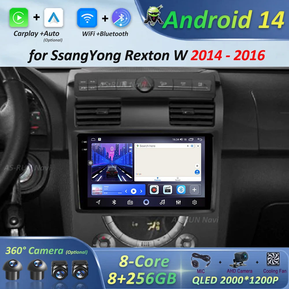 

GPS Navi 4G для SsangYong Rexton W 2014-2016 HD-экран Android 14, интеллектуальная система, автомобильный видеомультимедийный плеер, головное устройство BT