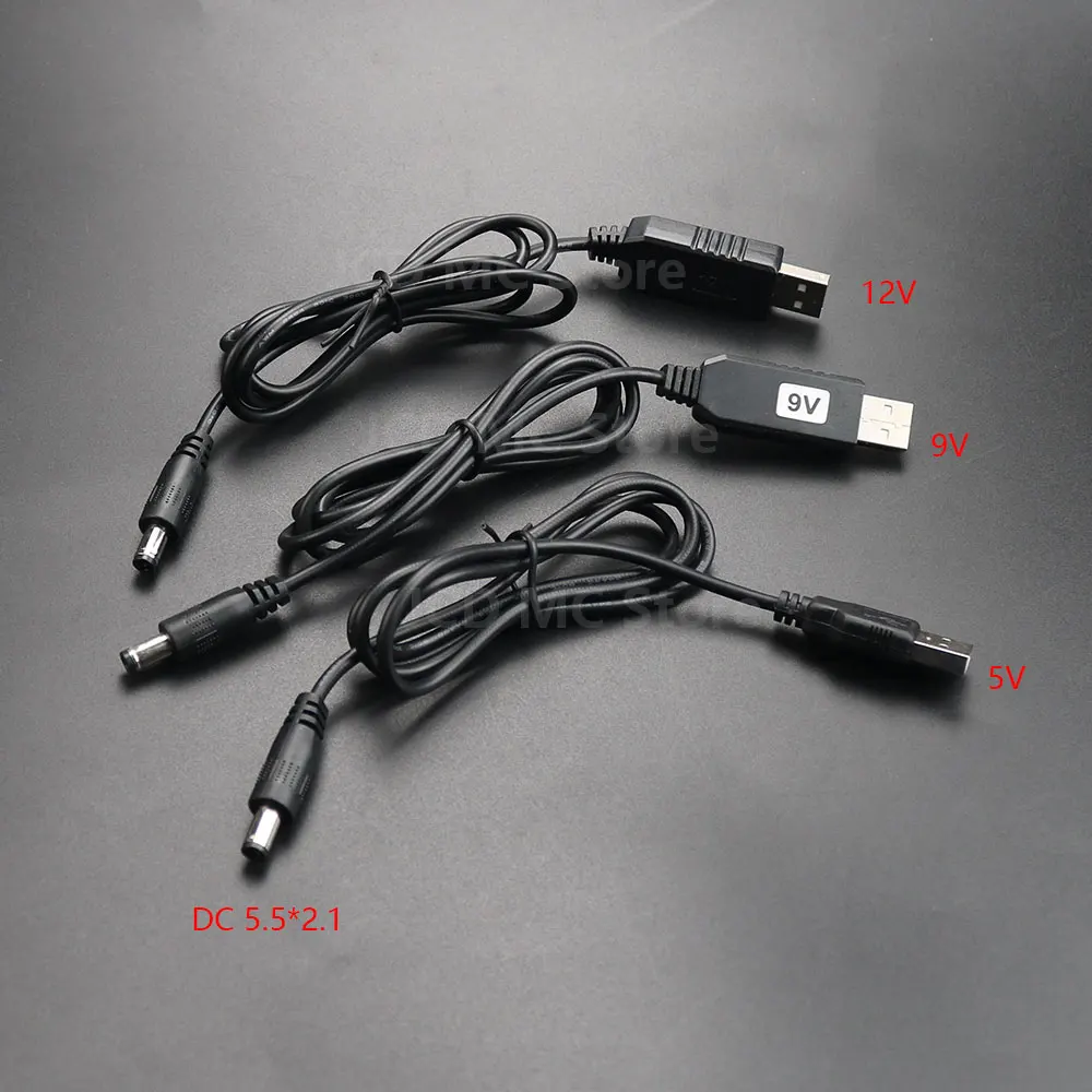 DC 5V to 9V 12V USB Power Boost Line Step UP Module Converter Cable 5.5x2.1mm Plug to DC Male Tips Adapter
