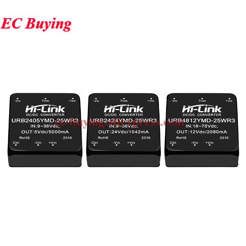 Hi-Link 20W 25W DC-DC Power Supply Module 24V 48V to 3.3V 5V 9V 12V 15V 24V URB4805YMD URB2405YMD-25WR3 URA2424 URA2412YMD-20WR3