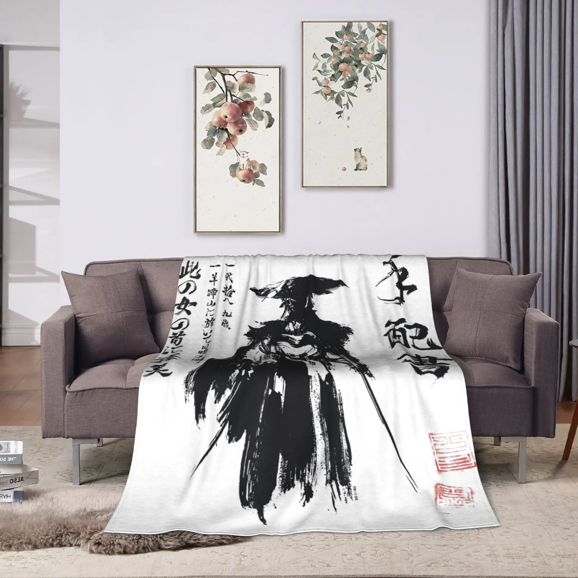 Ghost of Yotei Atsu Sketch Distressed Wanted Poster Blanket Super Soft  Throw Blanket Spring Children Living Room Bedspread