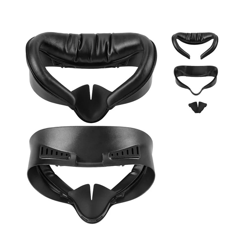 Meta Quest 3S PU 가죽 얼굴 인터페이스 교체 패드(실리콘 코 패드 VR 액세서리 포함)용 3 In 1 페이스 커버