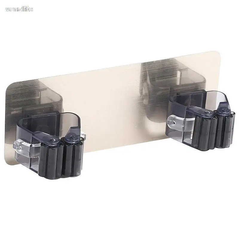 رف ممسحة الحمام من Vanzlife مقاوم للماء بدون خياطة وخالي من اللكمات وصف مزدوج مثبت على الحائط ومشبك خطاف ممسحة لاصق للتخزين