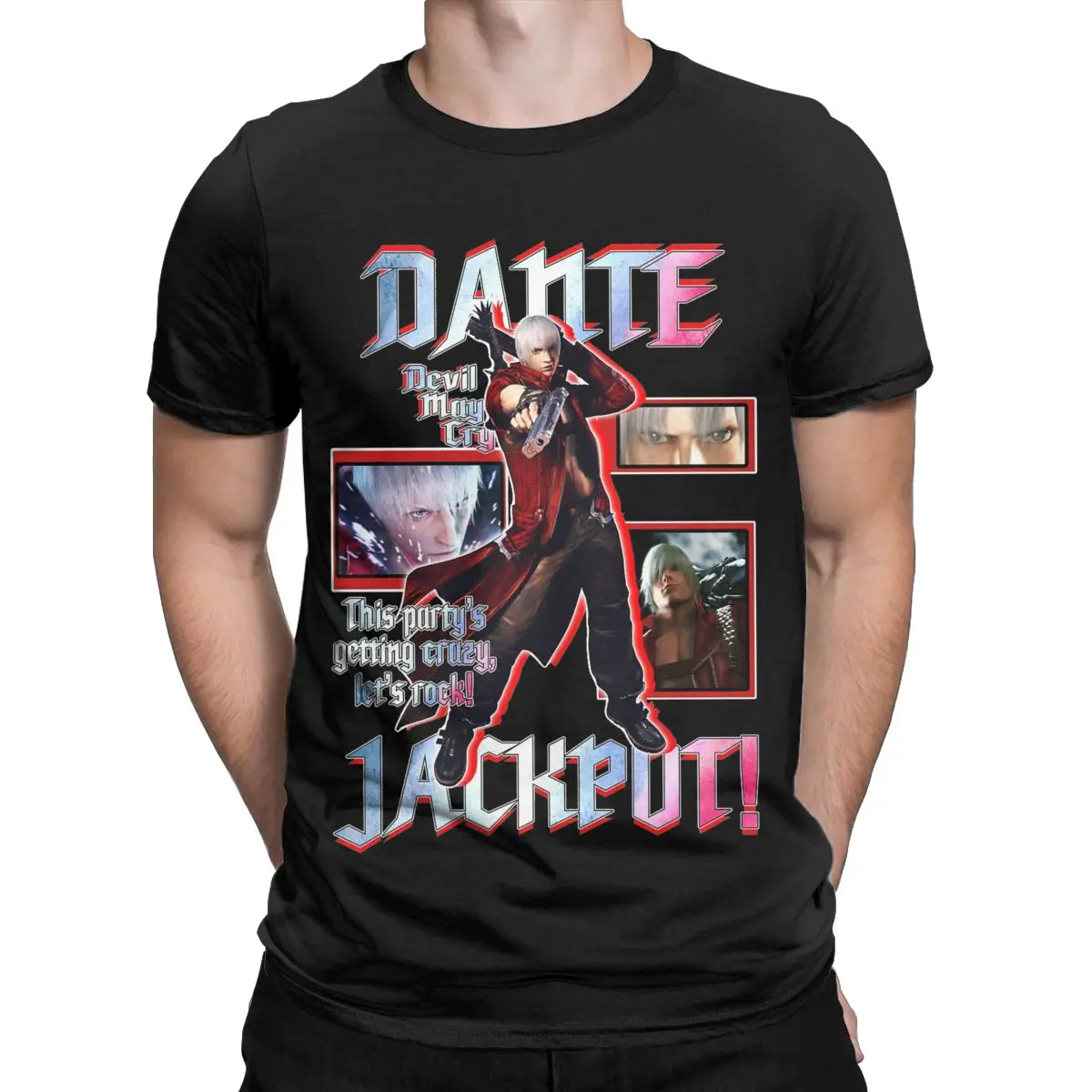 Dante Devil May Cry 3 T-Shirt Men Vintage Cotton Tee Shirt Round Collar Short Sleeve T Shirts Printed Tops