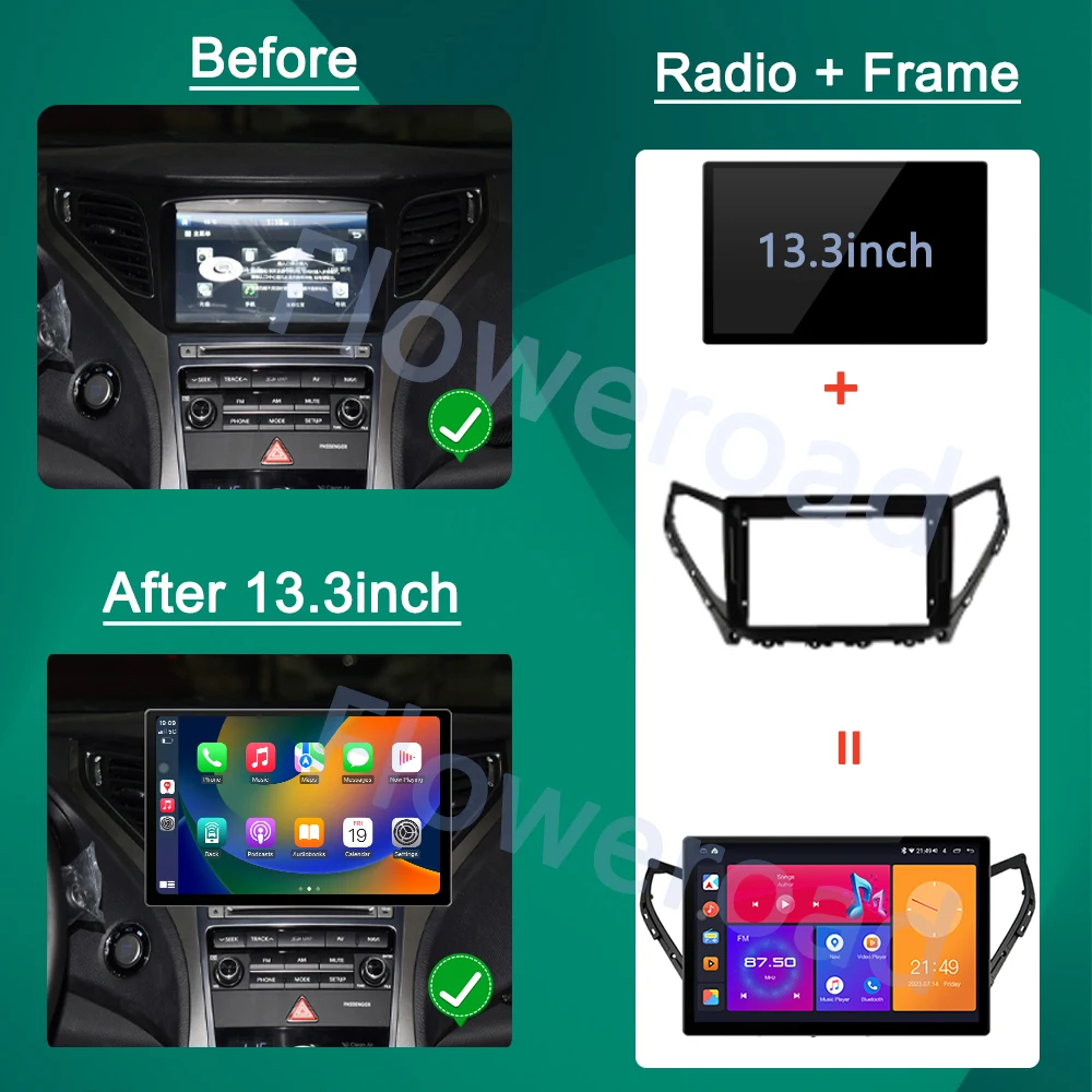 13inch Android 13 Car Radio For Hyundai Azera HG 2014 - 2017 Multimedia Player Navigation GPS Wireless Carplay Video 2din Stereo