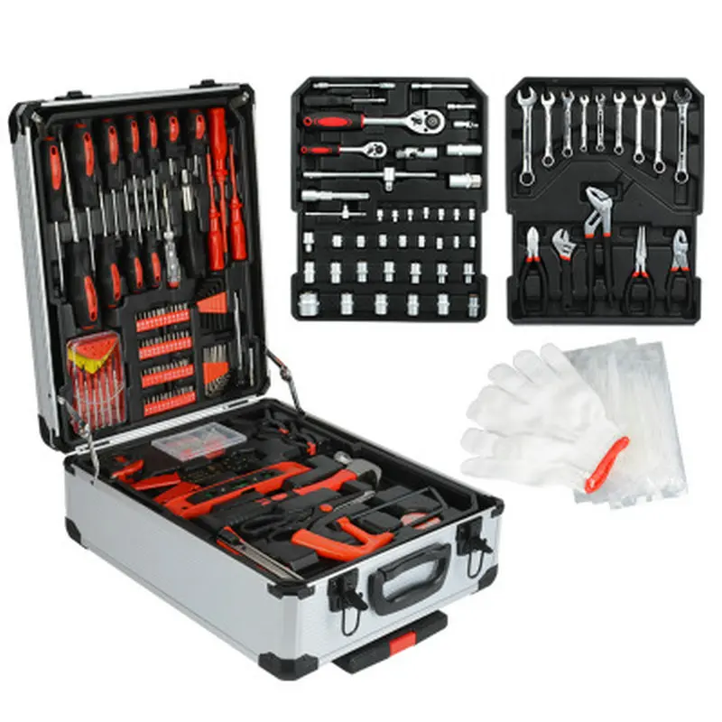 

215 in 1 Multifunctional Hardware Repair Tool Set Trolley Aluminum Box Combination Hand Tool Essential for Home Repair Factory