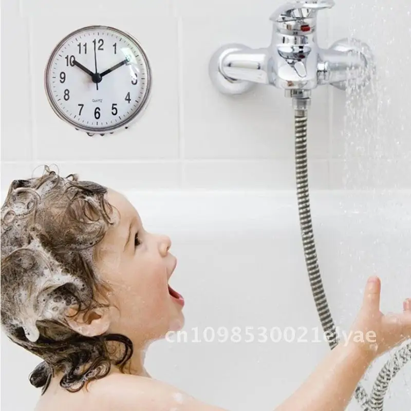 

Mini Suction Cup Wall Clock 7cm Waterproof Bathroom Kitchen Toilet Quartz Table Clock Anti-fog Small Oval Shape LCD Display