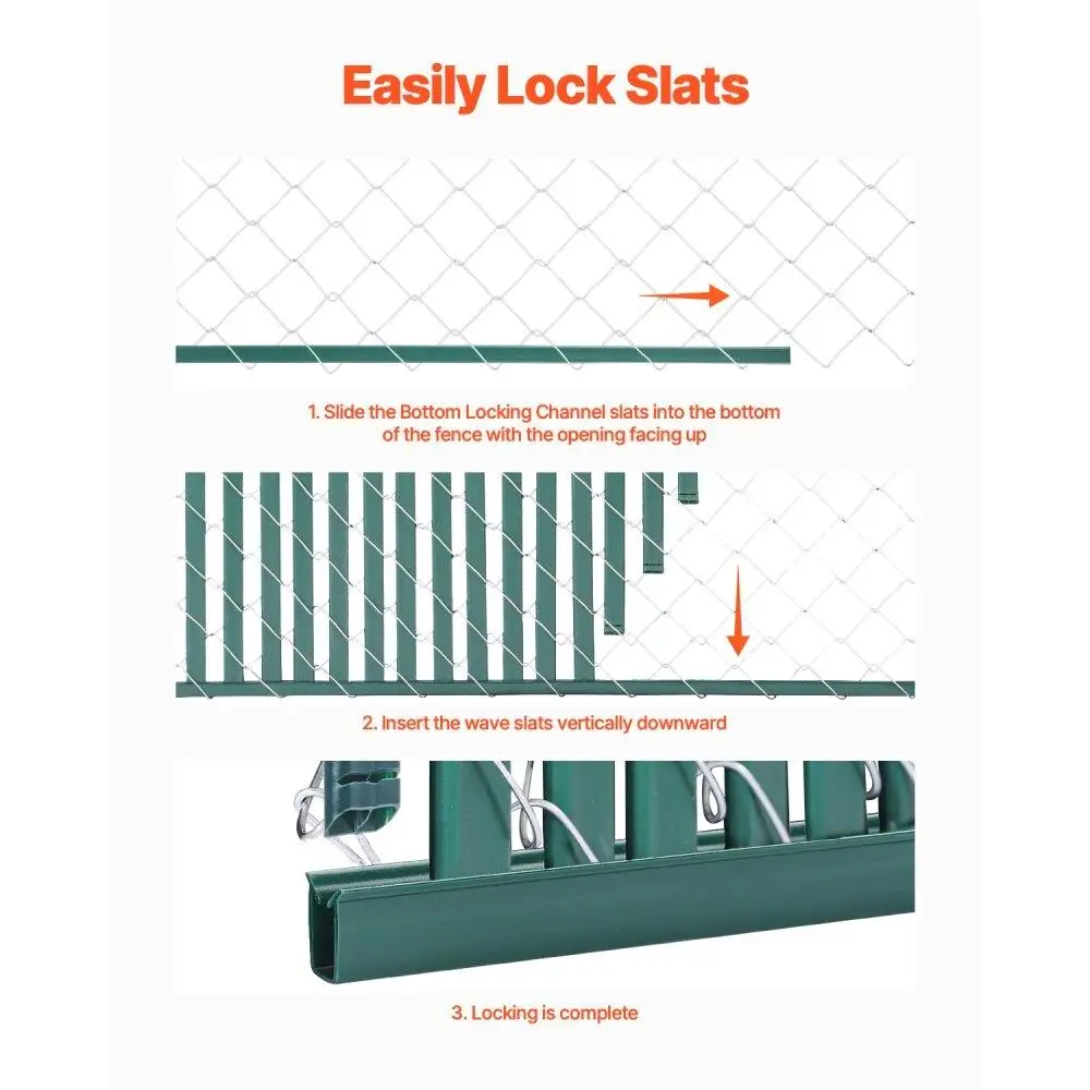 شرائح خصوصية لسياج ربط السلسلة، جدار مزدوج، قفل عالي من الأسفل بطول 4 أقدام باللون الأخضر #6
