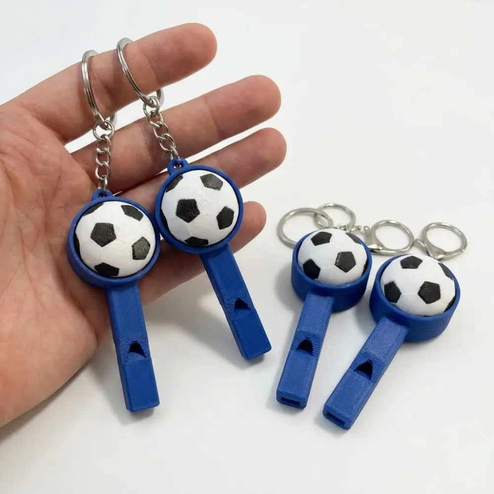 Football 3D Printed Clicker Ball Keychain Funny Plastic Football Whistle Press Keychain Mini Simulated Sports Ball Clicker