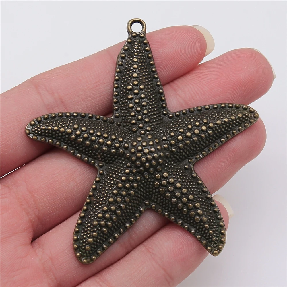 WYSIWYG 1pcs 67x63mm Big Starfish Pendants Antique Silver Color Big Starfish Charm Big Starfish Charm Pendants