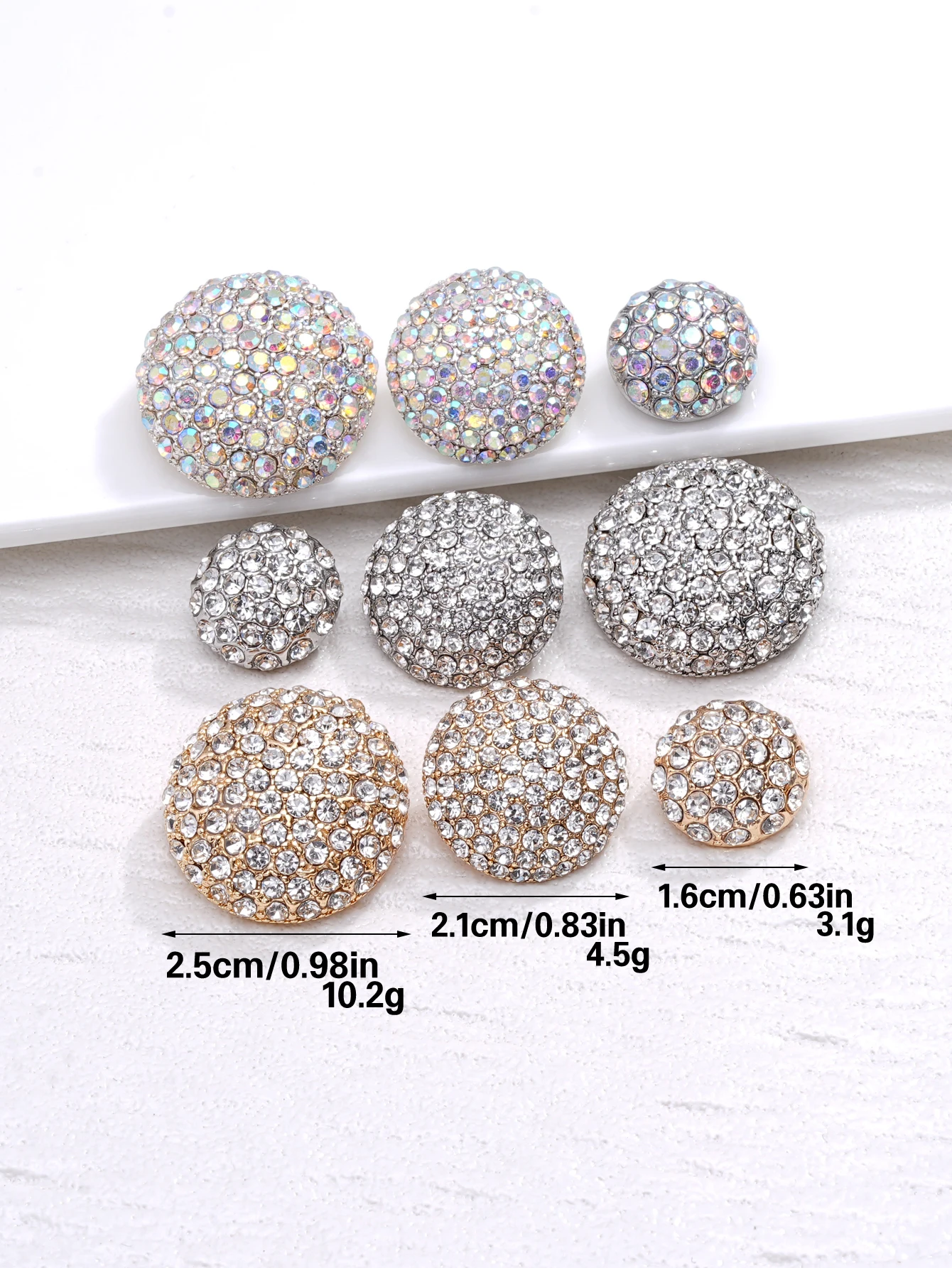 3Pcs/Set 16/21/25MM Metal Full Rhinestone Buttons Shirt Sewn Buttons DIY Round Decorative Buckle Handmade Sewing Accessories