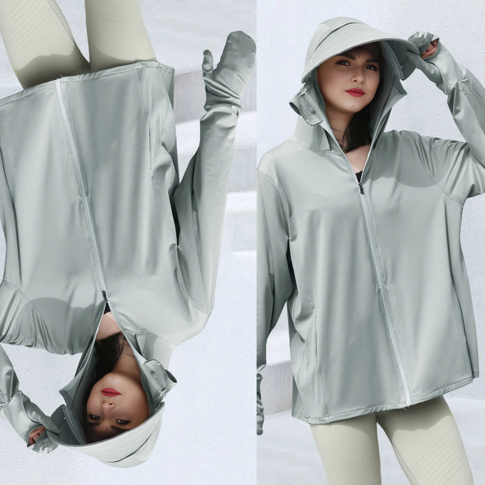 

Long Sleeve Hoody Summer Women Sun UV Protection Quick Dry Clothing Men Hooded Jacket Thin Beach Sweatshirt