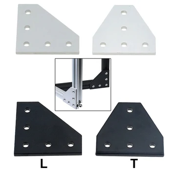 10/5Pcs 5 Holes 90 Degree T Shape Joint Board Plate Corner Angle Bracket Connection Joint Strip for 20 30 40 Aluminum Profile