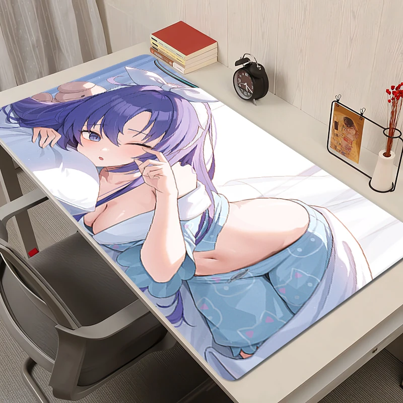 لوحة ماوس للكمبيوتر المحمول لعبة الأرشيف الأزرق HD طباعة لوحة ماوس أنيمي الكمبيوتر Kawaii Girl Yuuka لوحة المفاتيح ملحقات الألعاب حصيرة الماوس المكتبية #3