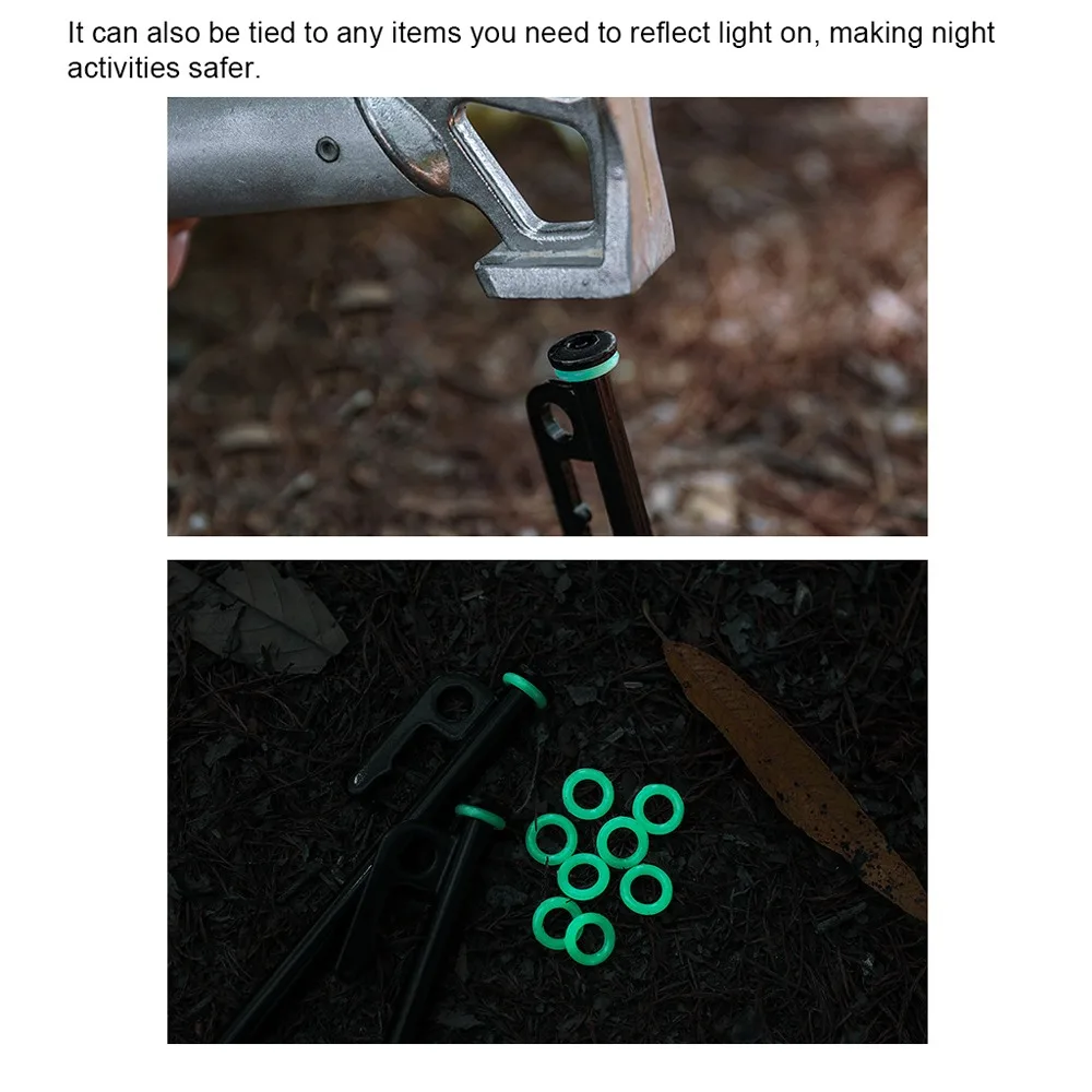 

100 Pcs Silicone Tent Ground Nail Luminous Loop O-Loop Multifunctional Fluorescent Loop Night Fishing Warning Loop