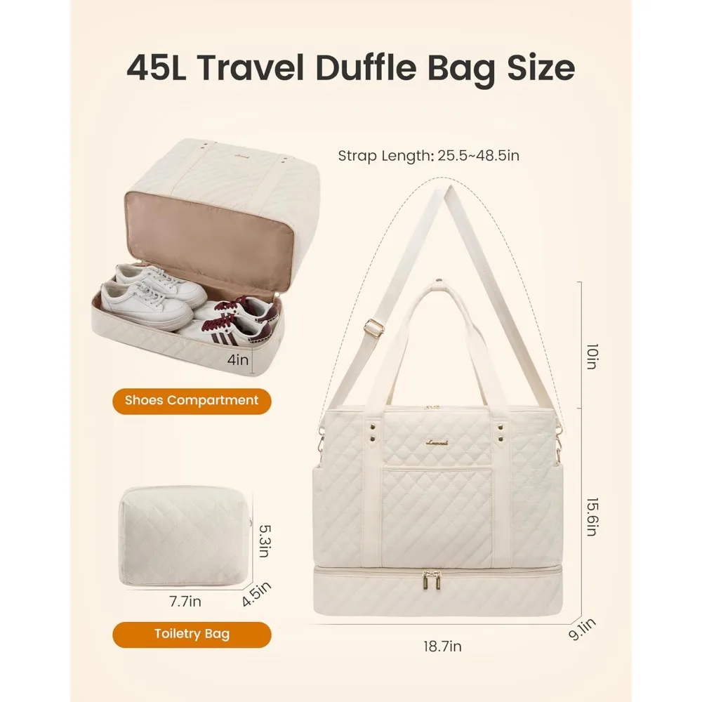 حقيبة نسائية كبيرة سعة 52 لترًا لعطلة نهاية الأسبوع مع حجرة للأحذية وجيب مبلل وعنصر شخصي مبطن للسفر #6