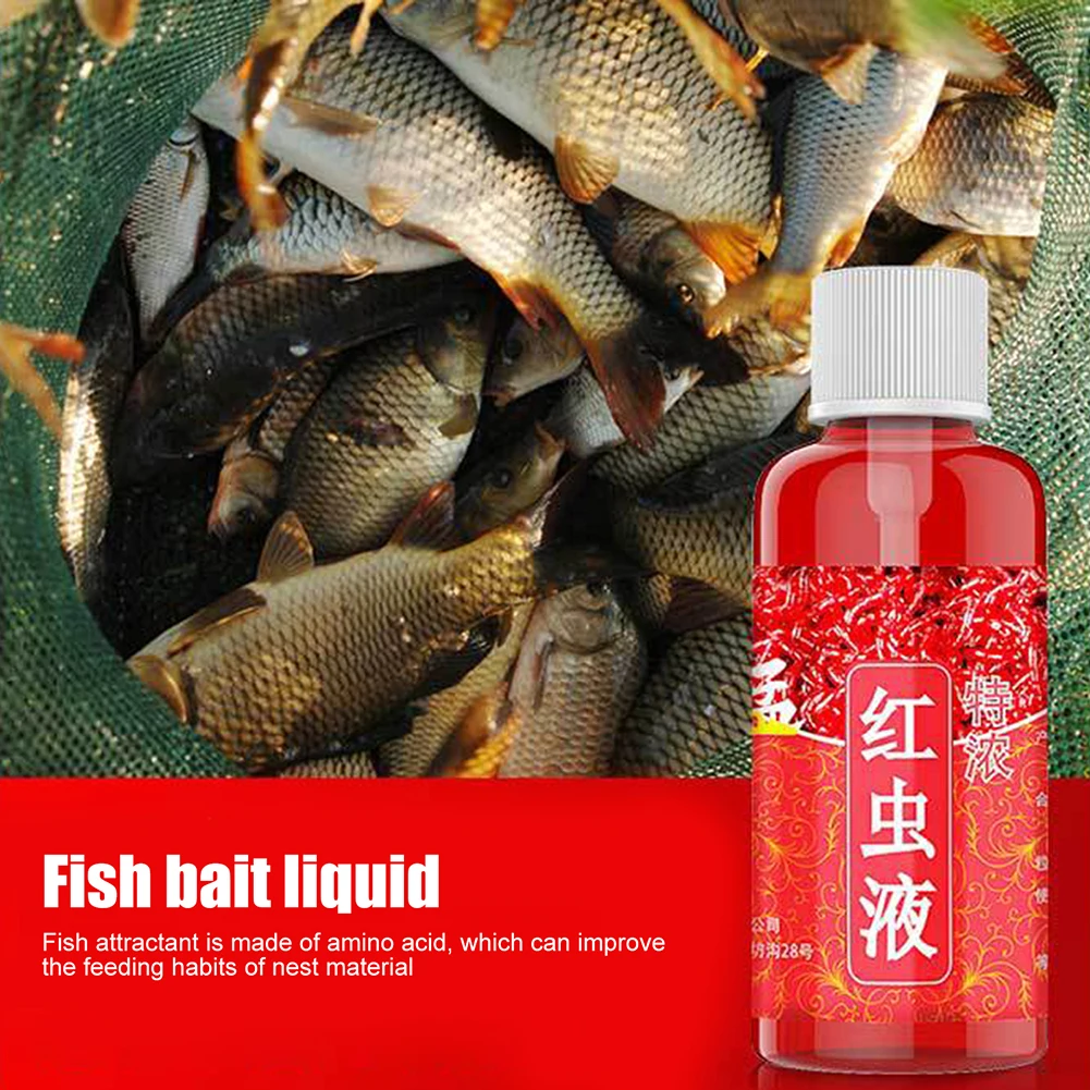 60ML Liquid Blood Worm Scent Fish Attractant Concentrat Fish Bait Additive Permeability Promote Appetite for Trout Cod Carp Bass