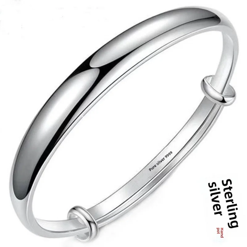 

Women's Sterling Silver Bracelet925Glossy Solid Push-Pull Pure Silver Bracelet to Give Mom Girlfriend Birthday Present