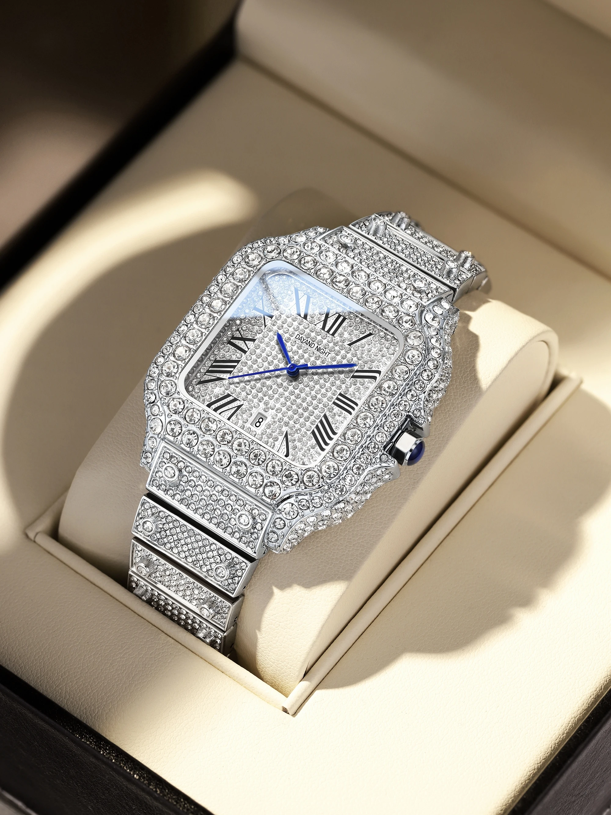 

2025 Iced Out Watch: Luxury Full Moissanite Diamond Quartz Watch for Men & Women | Roman Numerals | Perfect for Party