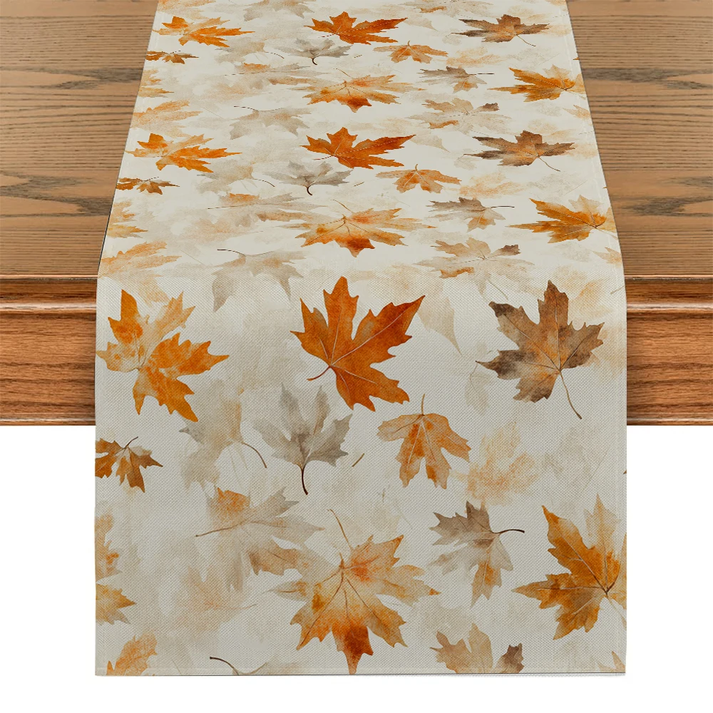 Autumn Maple Leaf Table Runners Dresser Decor for Kitchen Holiday Party Table Runner Washable Dining Long Cloth