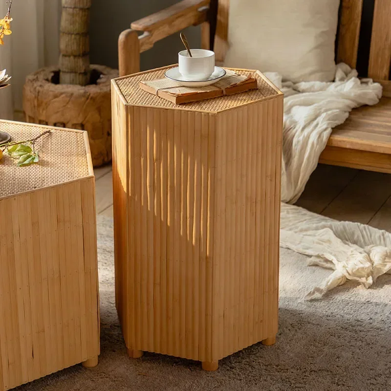 Pastoral Countryside Simple Coffee Table Living Room Rattan Weaving Sofa Bed Side Table Center Tables Decorative Furniture