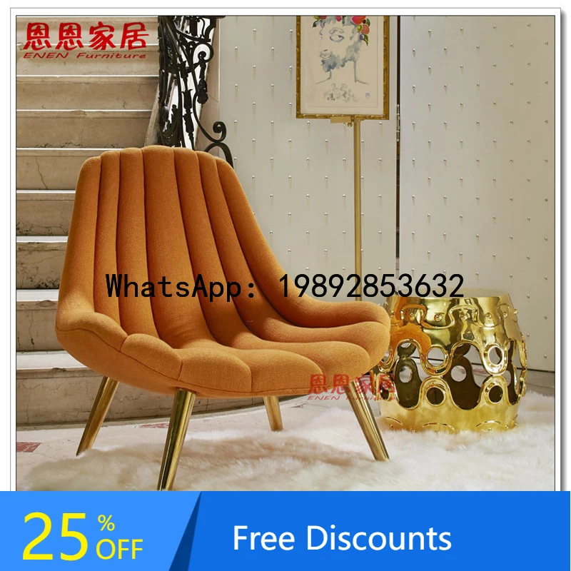 BF  Leisure Lazy Chair Navy Blue Cotton Linen Fabric Comfortable Backrest Armless Model