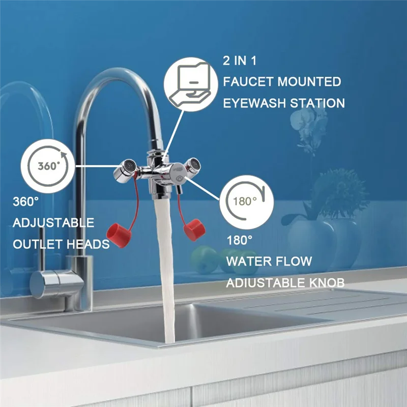 

OFSS-Faucet Mounted Eyewash Station With Cover,Reliable First-AID Emergency Eye Wash Unit For Sink Attachment For Lab,Factory