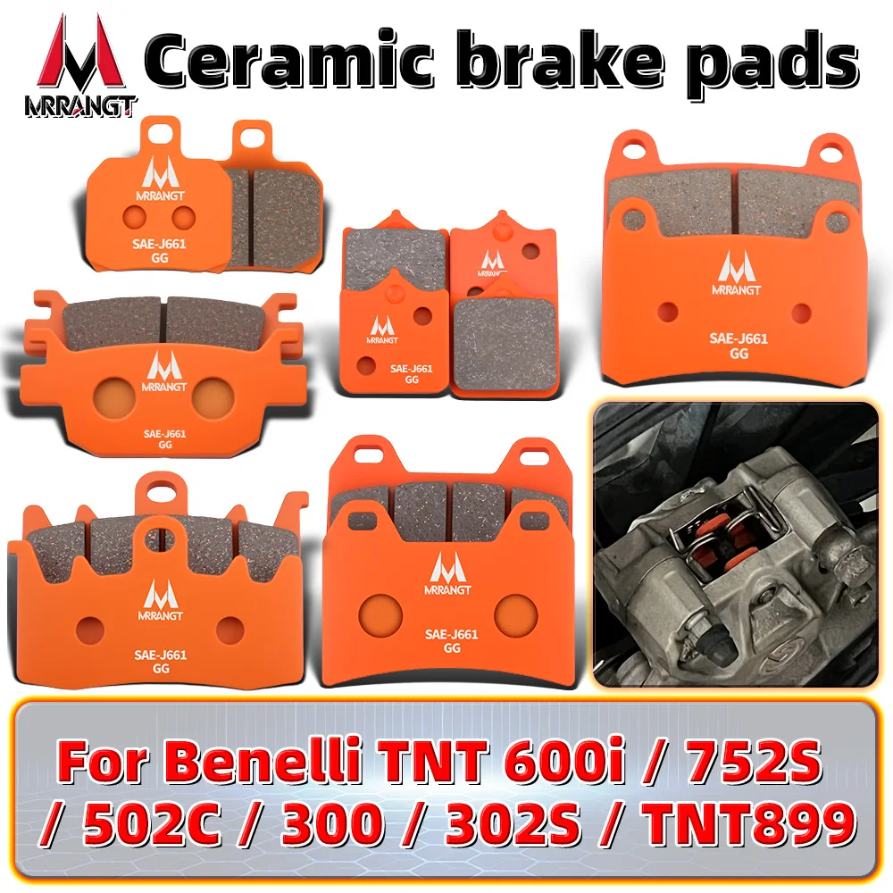 

MRRANGT Motorcycle Ceramic Brake Pads low noise Front Rear Set for Benelli TNT600i 752S 502C 300 302S TNT899