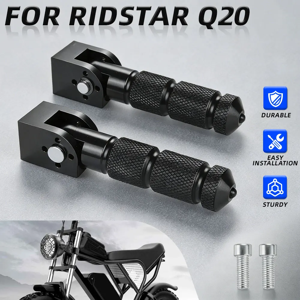 Ebike CNC Footpegs Rear Passenger Foldable Foot Pegs Footrests M8 For Ridstar Q20 E-Bikes Electric Dirt Bike Durable