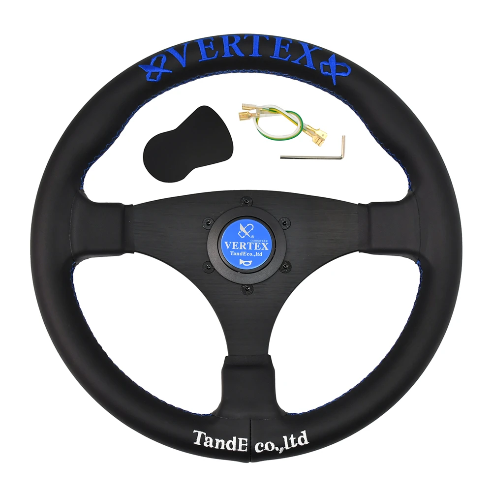 

VERTEX 3 Spokes Quick Release Racing Steering Wheel Leather Universal Embroidered Car Steering Wheel For Game