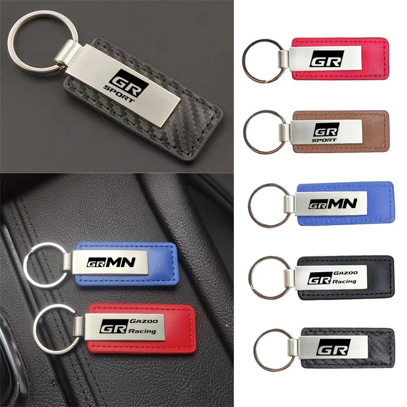 New Pu Leather Metal Car Keychain For TOYOTA GR Yaris Sport Gazoo Racing Corolla Supra 86 Hilux C-HR Cross RAV4 Prius Harrier